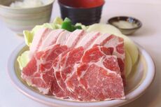 那須豚の鉄板焼きセット（那須豚肉・野菜＋ご飯・みそ汁・お新香）